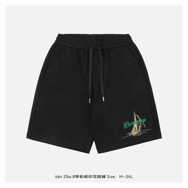 Burberry 25Ss B-shaped sailboat print shorts The fabric is made of 400g combed c
