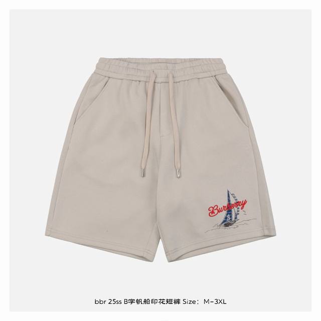 Burberry 25Ss B-shaped sailboat print shorts The fabric is made of 400g combed c