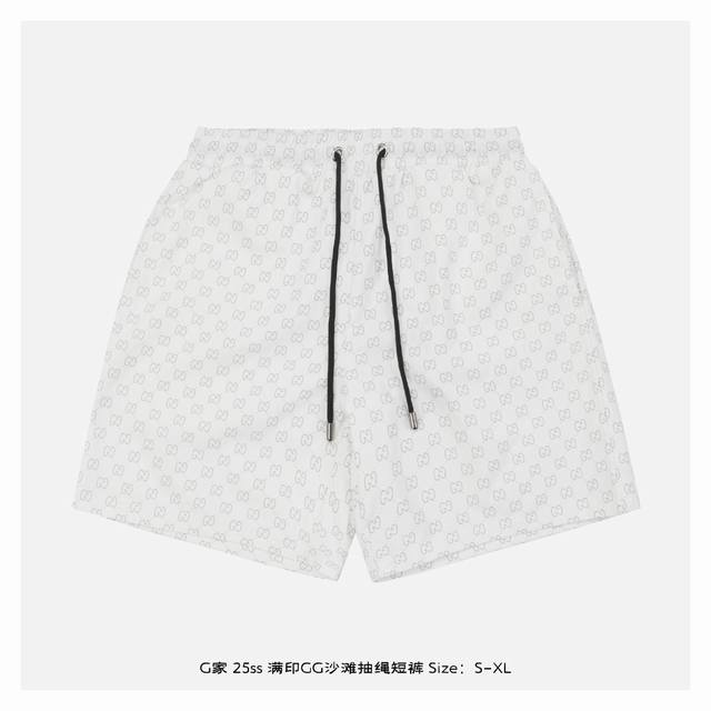 Gucci 25Ss Gg print beach drawstring shorts Fine craft woven fabric, custom hard