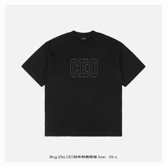 Balenciga 25Ss Ceo patch embroidered short sleeves The fabric is made of 230g co