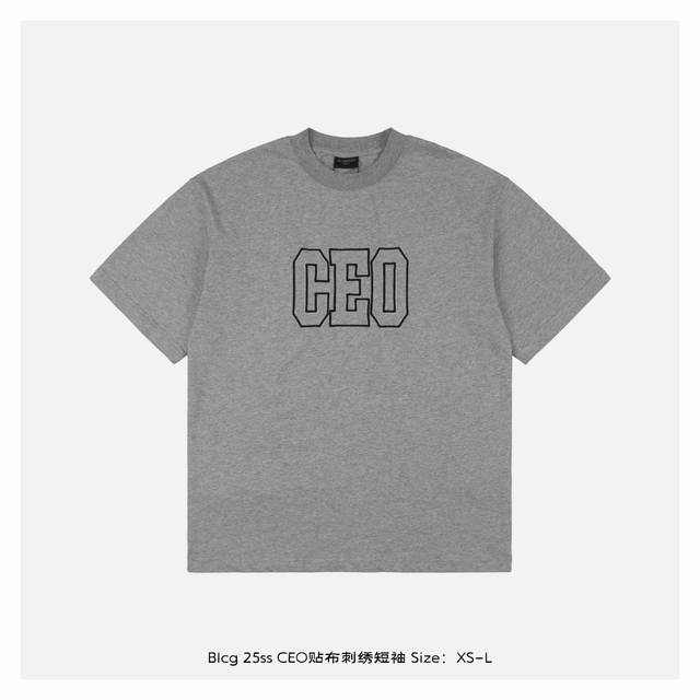Balenciga 25Ss Ceo patch embroidered short sleeves The fabric is made of 230g co