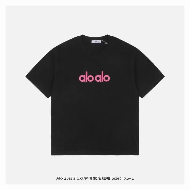 Alo 25Ss Alo double letter foam short sleeves The fabric is made of 230g combed