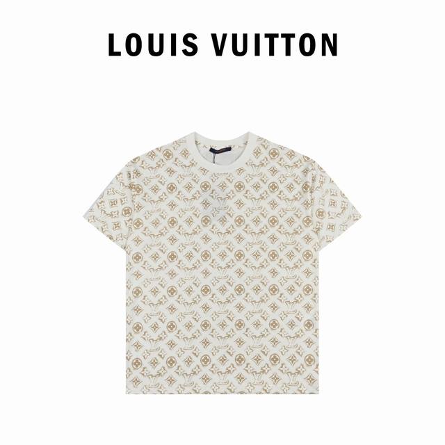 Louis Vuitton Logo full-print T-shirt Color-matching cotton and linen fabric, in
