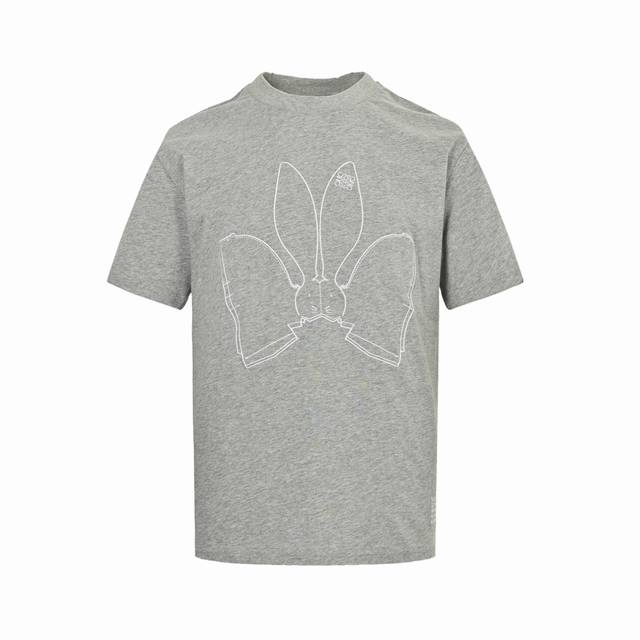 Loewe Loewe embroidered rabbit short sleeves Cotton fabric ribbed collar, with r