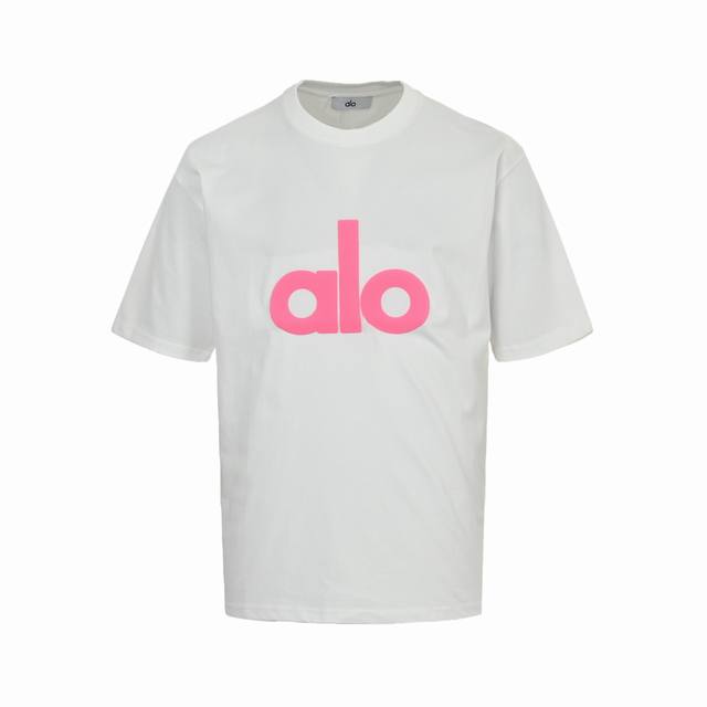 Alo 25Ss Foam Printed Letter Logo Short Sleeves The fabric is woven by imported
