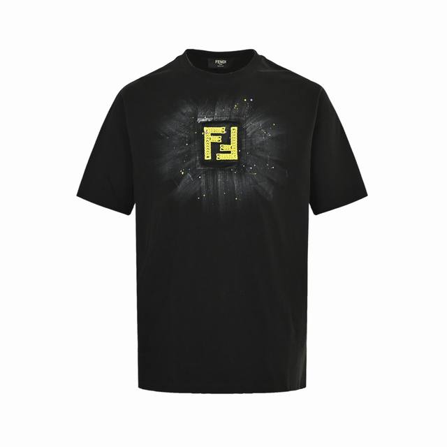 Fendi Fendi embroidered double F hand-painted inkjet short sleeves Custom-made f