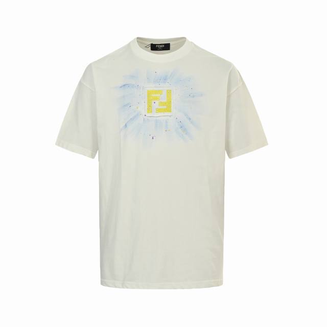 Fendi Fendi embroidered double F hand-painted inkjet short sleeves Customized fa
