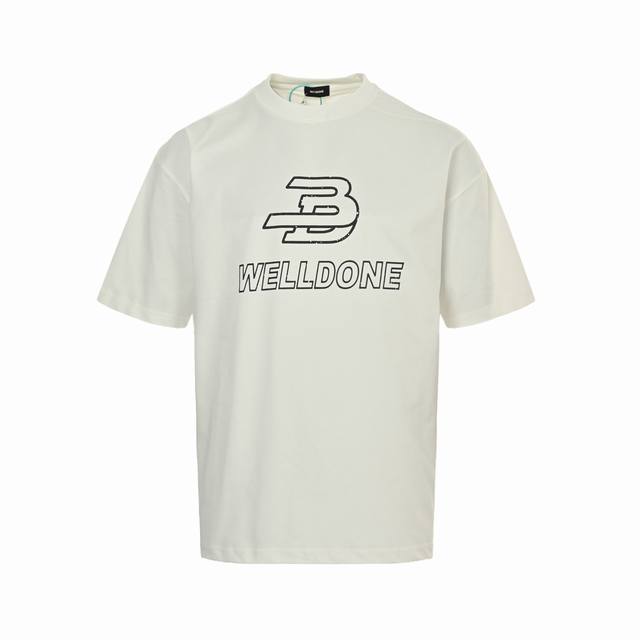We11 Done Online data damaged letter print short sleeves High density 26s 320g d