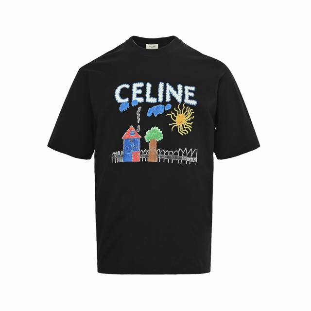 Celine Celine 25Ss Graffiti Painting New Flower Short Sleeve The fabric is made