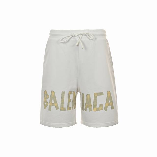 Balenciaga 24Ss Masking Tape Printed Shorts Blcg Paris Bb Casual Sports Shorts!