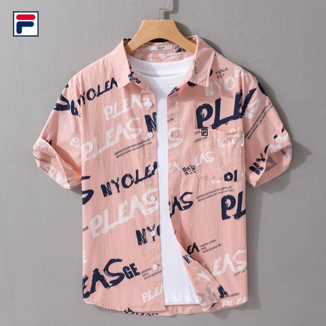 New Fila National Trend High-grade Cotton Casual Versatile Embroidered Short-sl