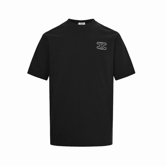 Celine 25Ss patch embroidery short sleeves Customized 280g cotton double yarn st