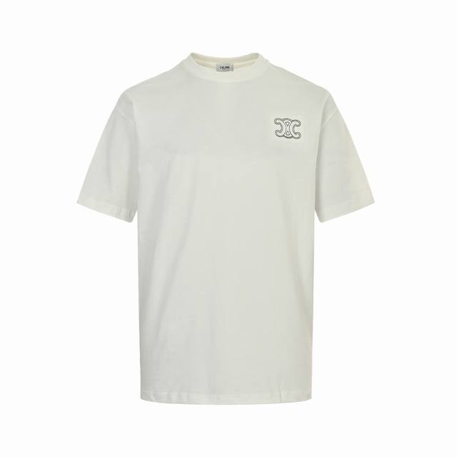 Celine 25Ss patch embroidery short sleeves Customized 280g cotton double yarn st
