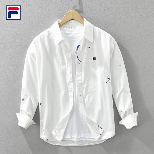 New Fila 25 pure cotton embroidered personalized printed long-sleeved shirt Sel