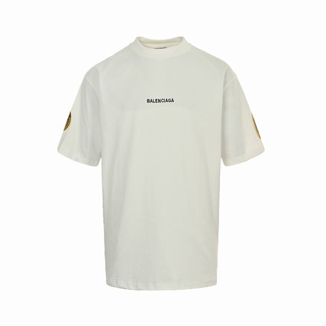 Balenciaga 25Ss embroidered letter badge short sleeves Top correct version Exqui