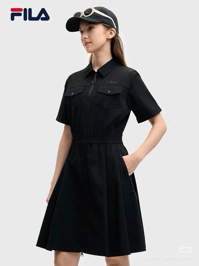 Details Fila Woven Workwear Modern Dress Women 2025 Summer New Cool Sunscreen Po