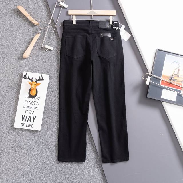 Valentino summer new style washed print fashion casual straight skinny jeans Ove