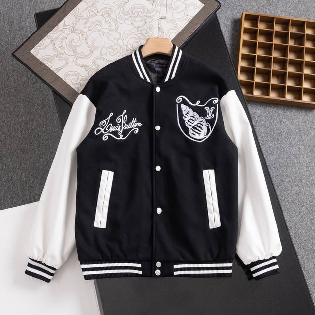 24Ss Autumn and Winter New Embroidered Short Baseball Jacket Injects nautical s