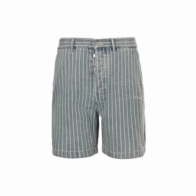 Dior Dior 25Ss Embroidered Letter Striped Washed Denim ShortsDior 25Ss new Chris