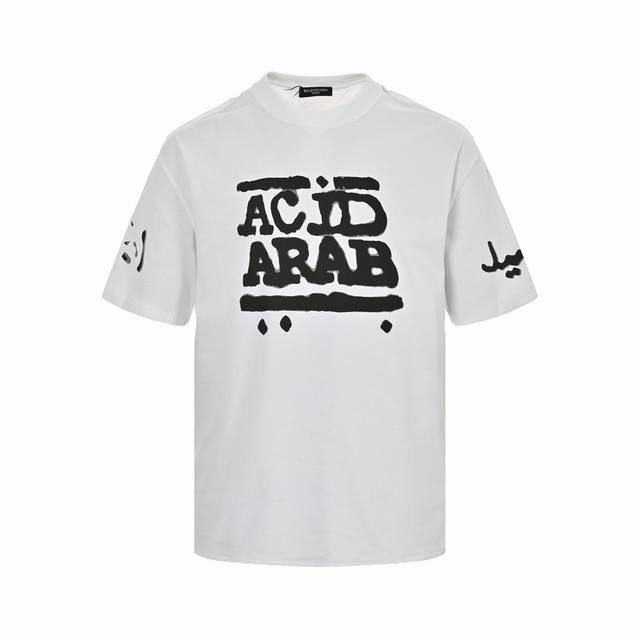Balenciaga 24Ss letter print short sleeves The fabric is made of 280g combed cot