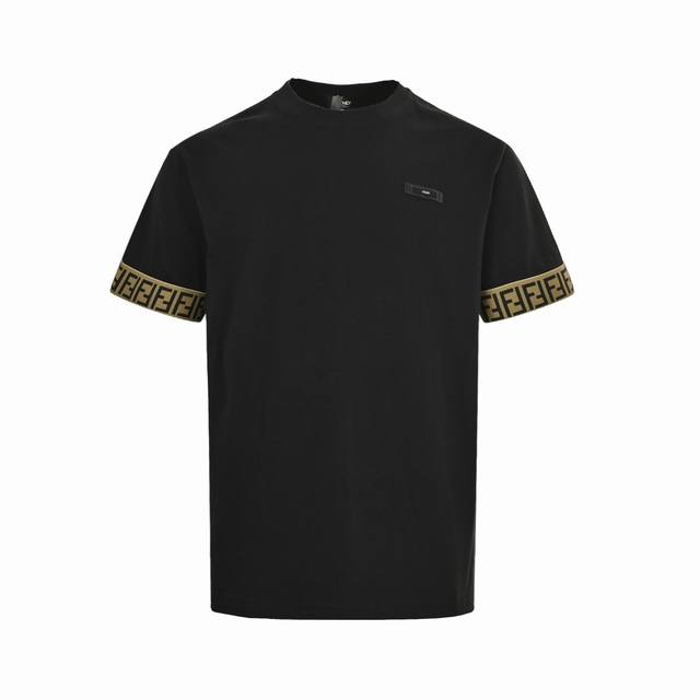 Fendi 25Ss rubber strip logo ribbon short sleeves Custom-dyed new cotton silk fa