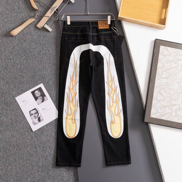 Evisu Fushen Summer Men's Printed Denim Pants Perfect Quality Vintage Limited Ed
