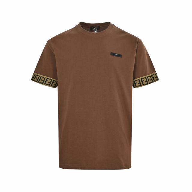 Fendi 25Ss rubber strip logo ribbon short sleeves Custom-dyed new cotton silk fa