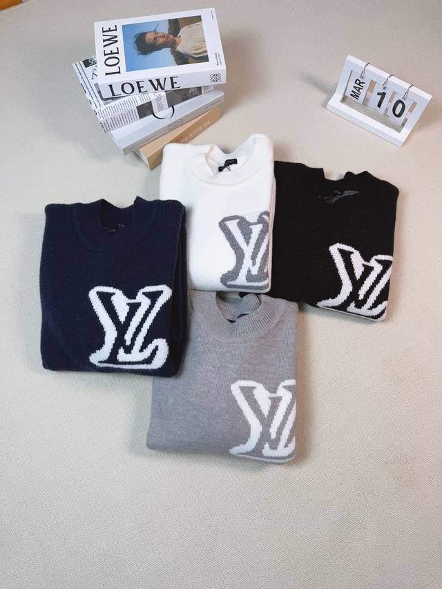 Two new color schemes Louis Vuitton Lv22Fw jacquard large logo pullover sweater
