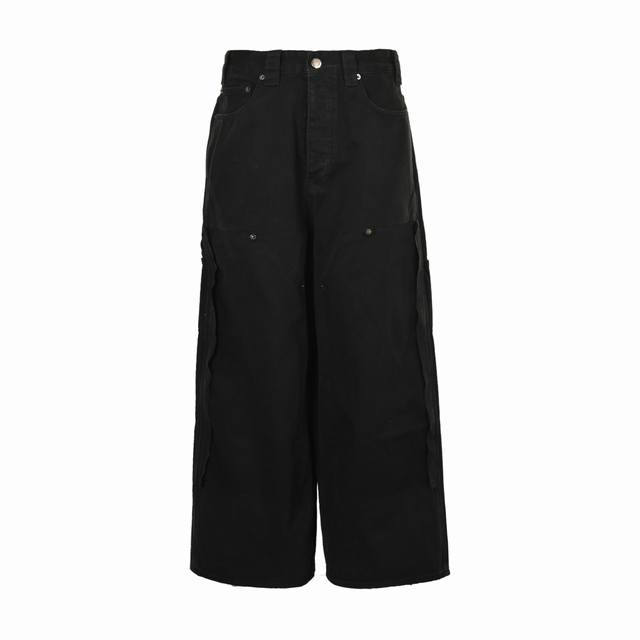 Balenciaga 25Ss patchwork lumberjack jeans Customized 14Oz black twill denim 100