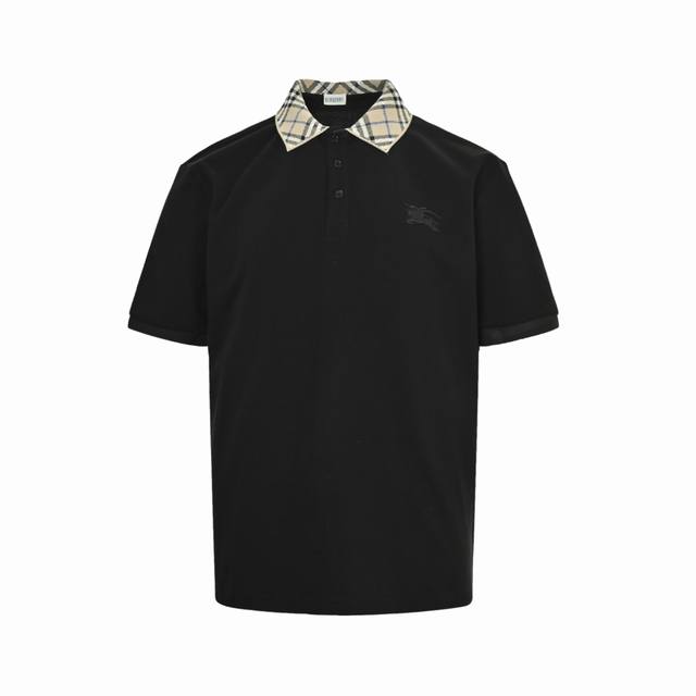 Burberry 25Ss checkered lapel warhorse embroidered Polo short sleeves 1:1 classi