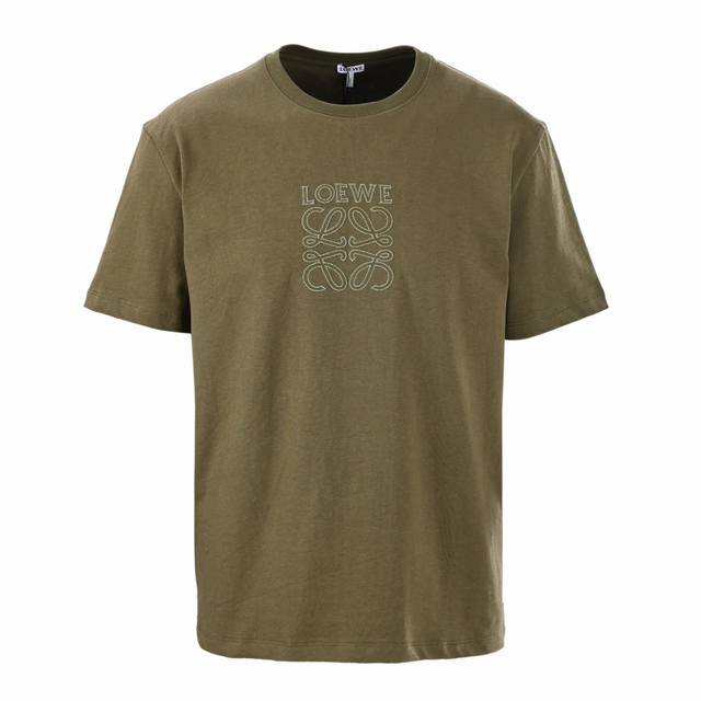 Loewe Anagram patchwork short-sleeved T-shirt Custom-dyed elegant ash silk cotto