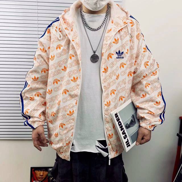 Model details# Adidas Trefoil hot-selling sunscreen embroidered hooded jacket fo