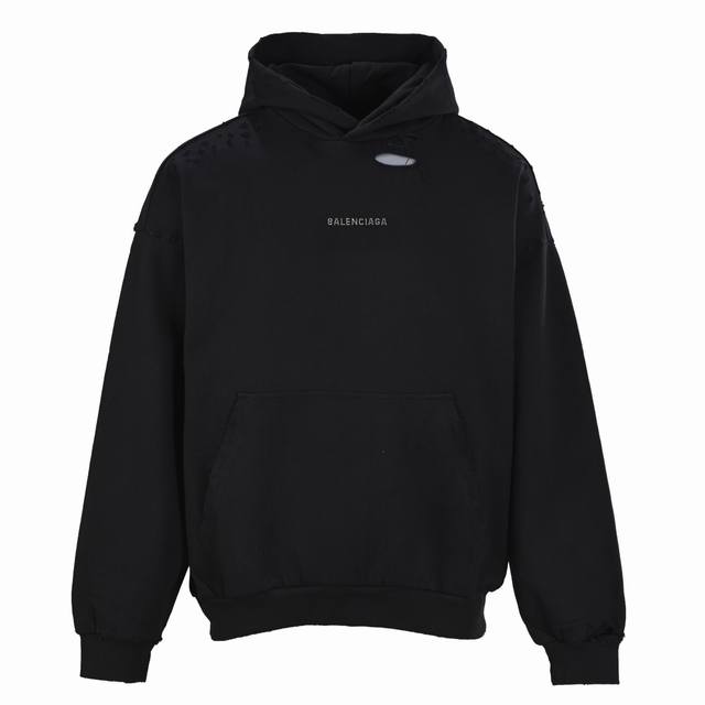 BalenciagaBlcg Hooded sweatshirt with rhinestone holes on the back Custom double