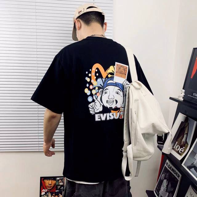 Model details# Evisu Fushen Seagull Daruma Large M Printed Men's and Women's Ca