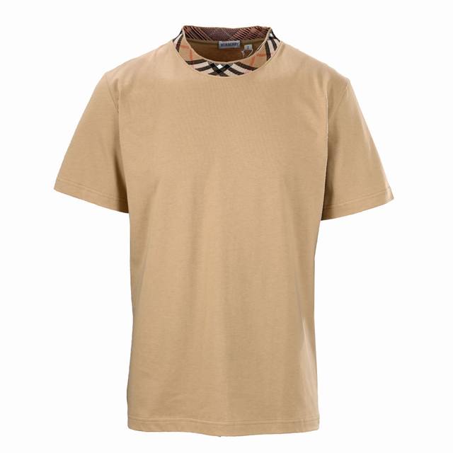 Burberry Bbr check collar short-sleeved T-shirt The original version uses 60 dou