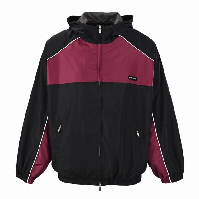 Miu Miu Mm Three-color splicing sports hooded jacket The perfect collision of el