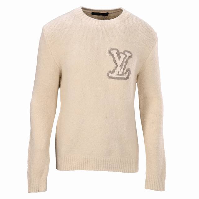 Louis Vuitton Lv letter logo intarsia knitted round neck sweater Authentic 10800