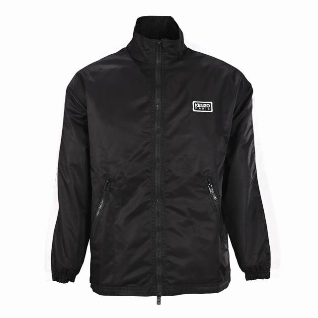 Kenzo Takada Kenzo Kz black label white embroidery thin cotton stand-up coat The
