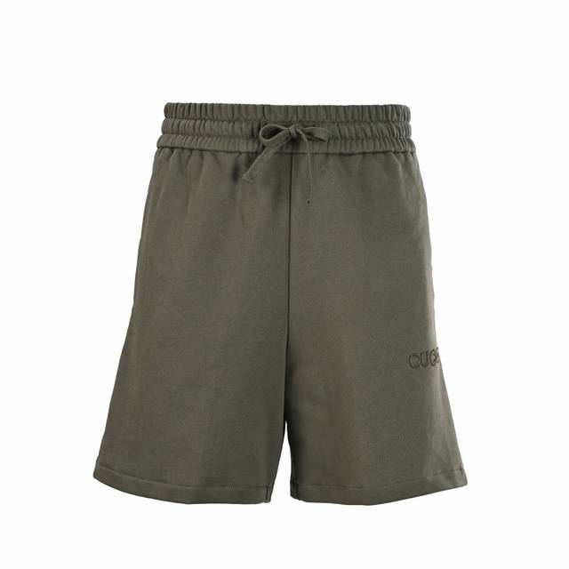 Gucci Guc letter embroidered shorts The fabric is made of single-sided fish scal