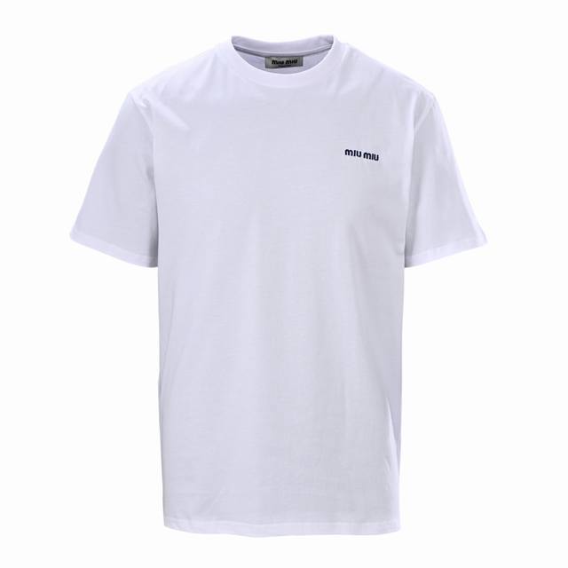 Miu Miu Mm basic small logo embroidered short-sleeved T-shirt authentic 3889 pur