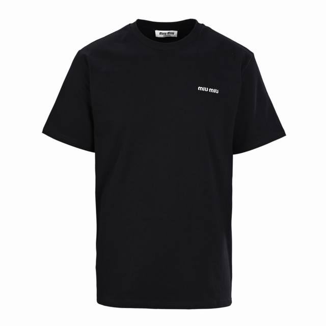 Miu Miu Mm basic small logo embroidered short-sleeved T-shirt authentic 3889 pur