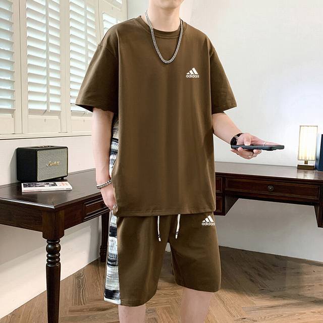 Adidas 25Ss new high-quality quick-drying short-sleeved shorts suit! 3D silicon