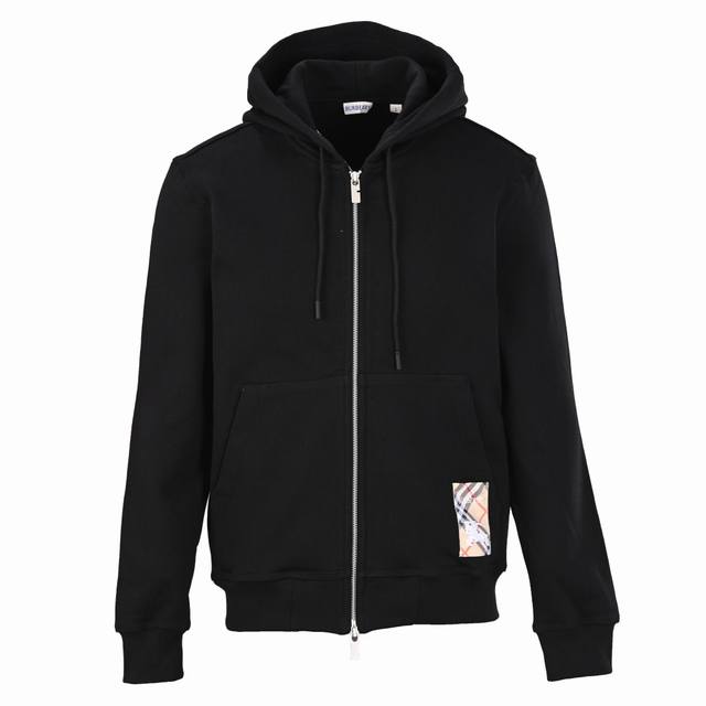 Burberry Bbr Check Cotton Zipper Hooded Sweater Jacket is made of lightweight re