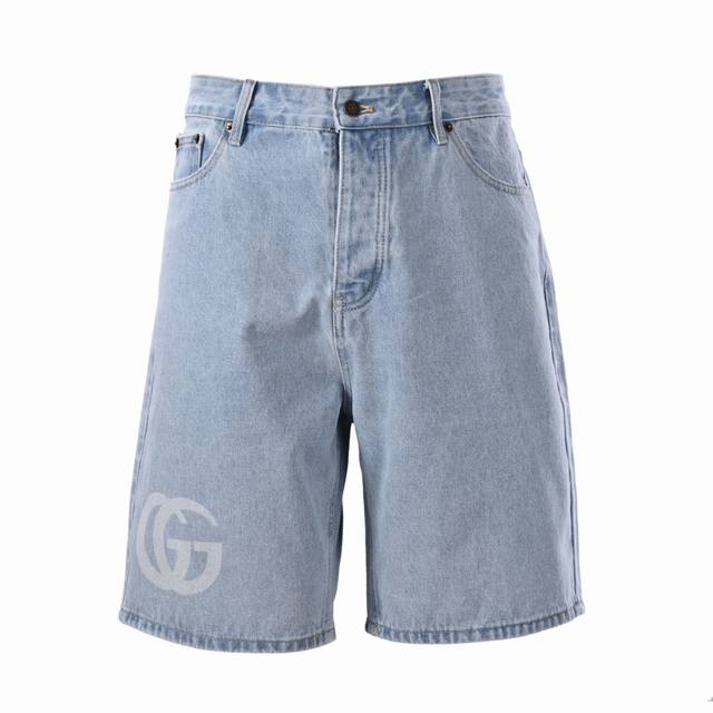 Gucci Gucci Double G printed washed blue denim shorts Original purchase, the ori