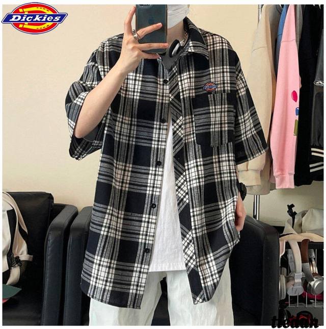 Dickies summer new style. Unisex loose versatile retro trend short-sleeved plai