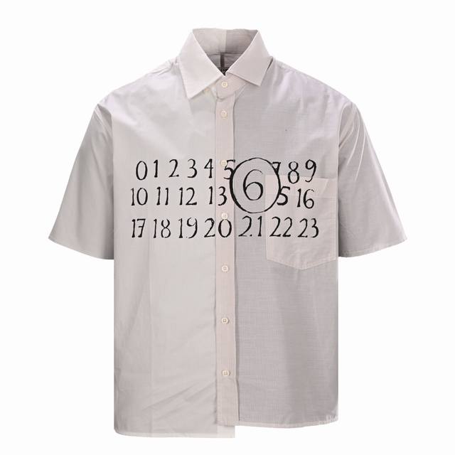 Maison MargielaMm6 digitally printed contrasting yin and yang short-sleeved shir