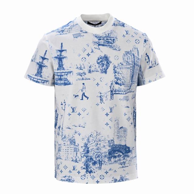 Louis Vuitton Lv City Printed Pearl Short Sleeve T-shirt Authentic product purch