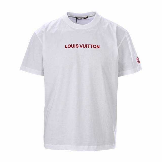Louis Vuitton Lv flocked letter short-sleeved T-shirt Made of 200G pure cotton f