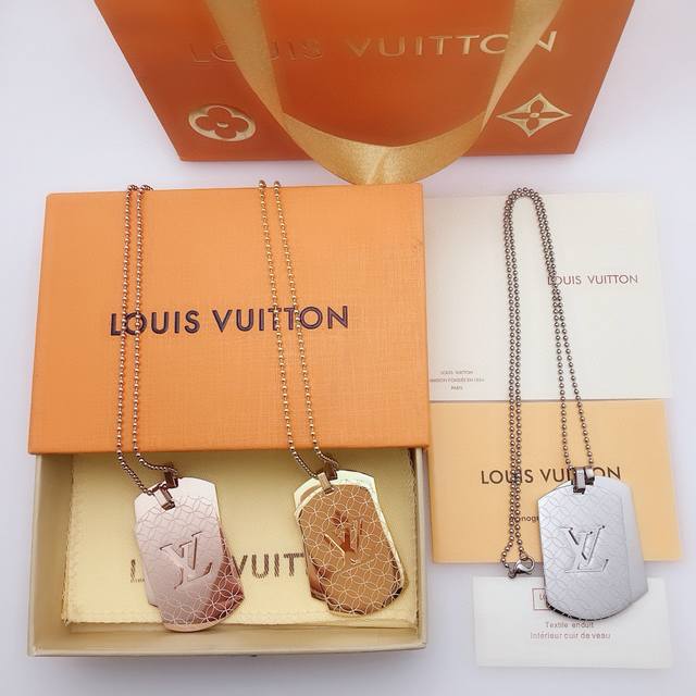 Special price only rose gold Lv Louis Vuitton large double row pendant necklace