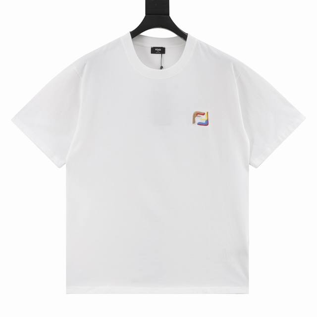 Fendi Fendi 25Ss Ff color label letter embroidered short sleeves The fabric is m